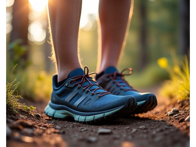 Chaussures de trail sur un sentier en montagne